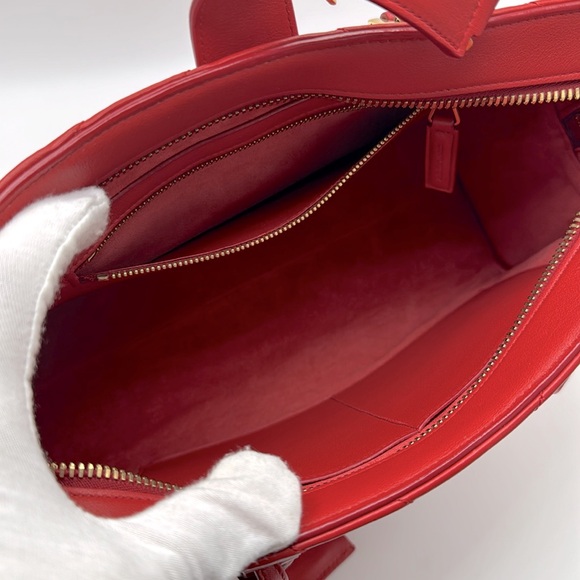 YVES SAINT LAURENT Red Matelasse Quilted Cabas Monogram YSL Leather - Picture 11 of 16